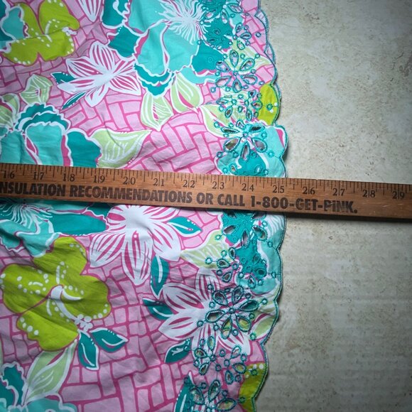 Lilly Pulitzer Womens Floral Hibiscus Eyelet Hem Pleated Skirt Beach Vacation - Picture 5 of 6